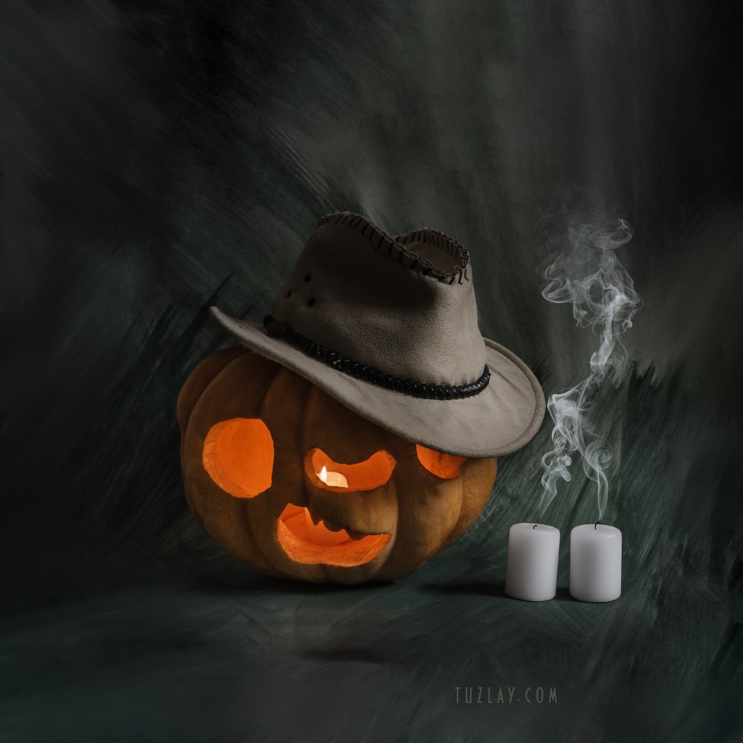 halloween, pumpkin, тыква, шляпа, свечи, Владимир Тузлай