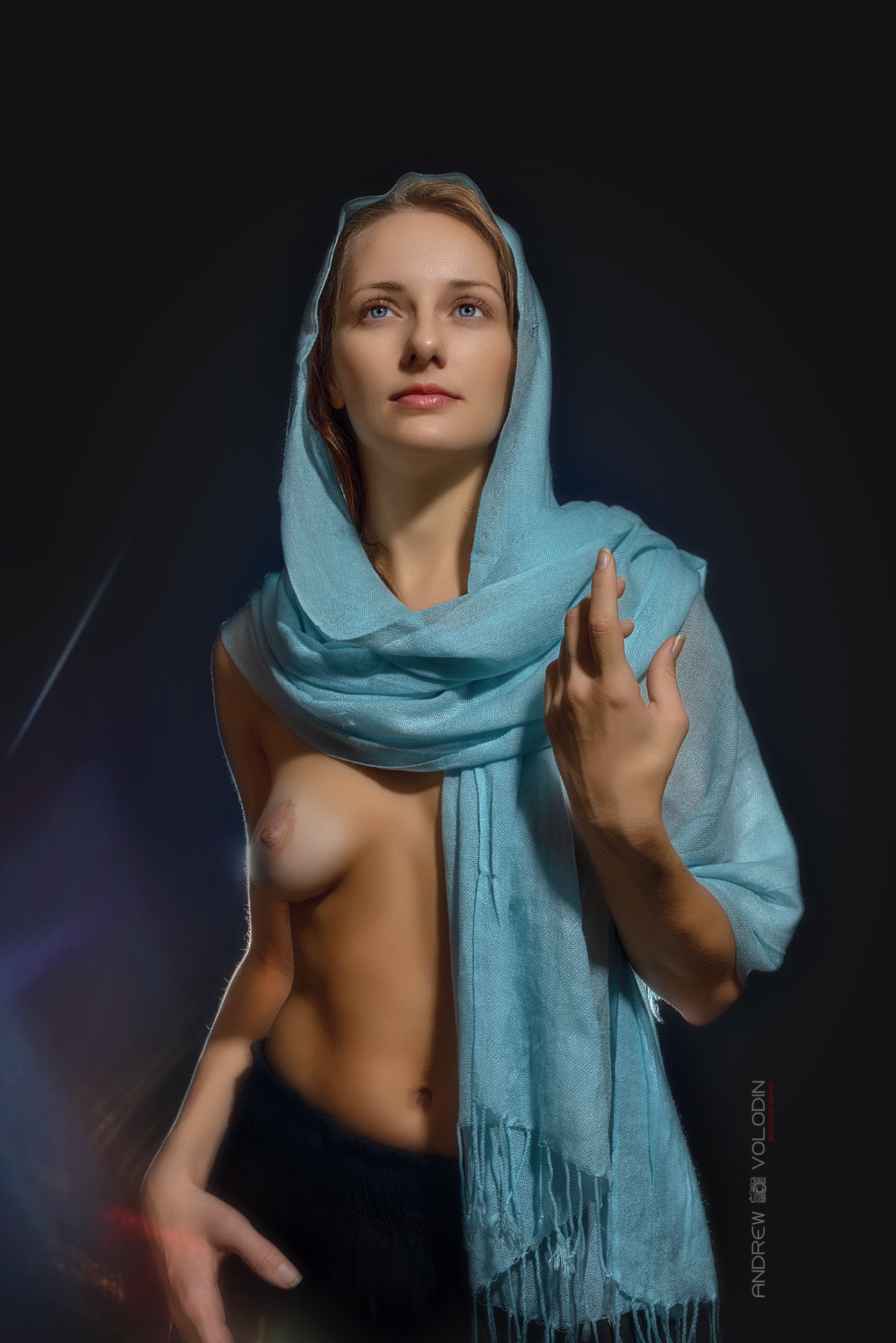 девушка платок палантин ню грудь икона красиво студия портрет, Андрей Володин