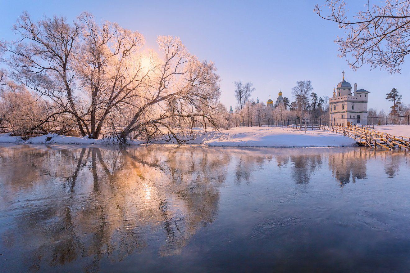 зима, утро, река, истра, солнце, Виктор Климкин