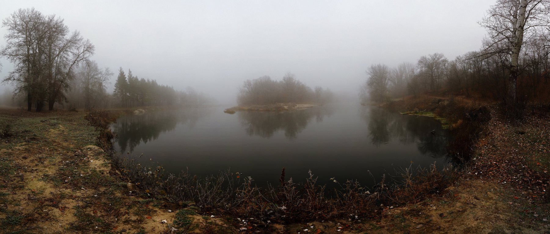 осень панорама река туман утро, Петриченко Валерий