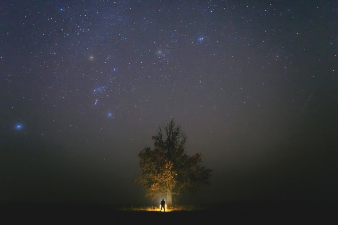 ночь,звезды,туман,орион,плеяды, Андрей Дитковский