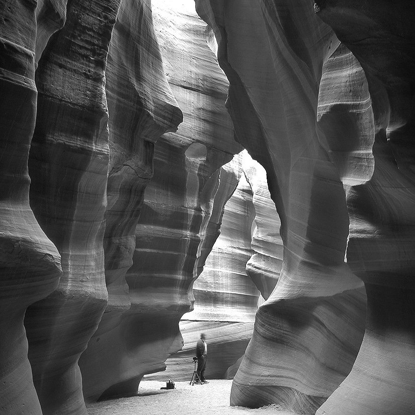 page, arizona, slot canyon, photographer, rock formations, sandstone, erosion, desert, tripod, gadget bag,, Mike McGlothlen