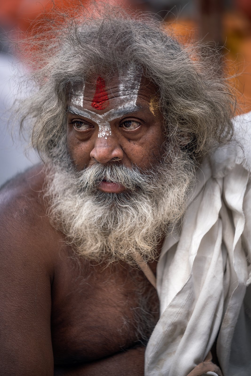 ascetic, baba, beard, beggar, begging, begging bowl, body paint, contemplation, face paint, face painting, god, hindu, hinduism, holy, holy man, india, karma, mala, meditation, moksha, monk, ochre, ochre robe, orange, paint, rishikesh, sadhu, sannyasi, sw, Ludwig Riml