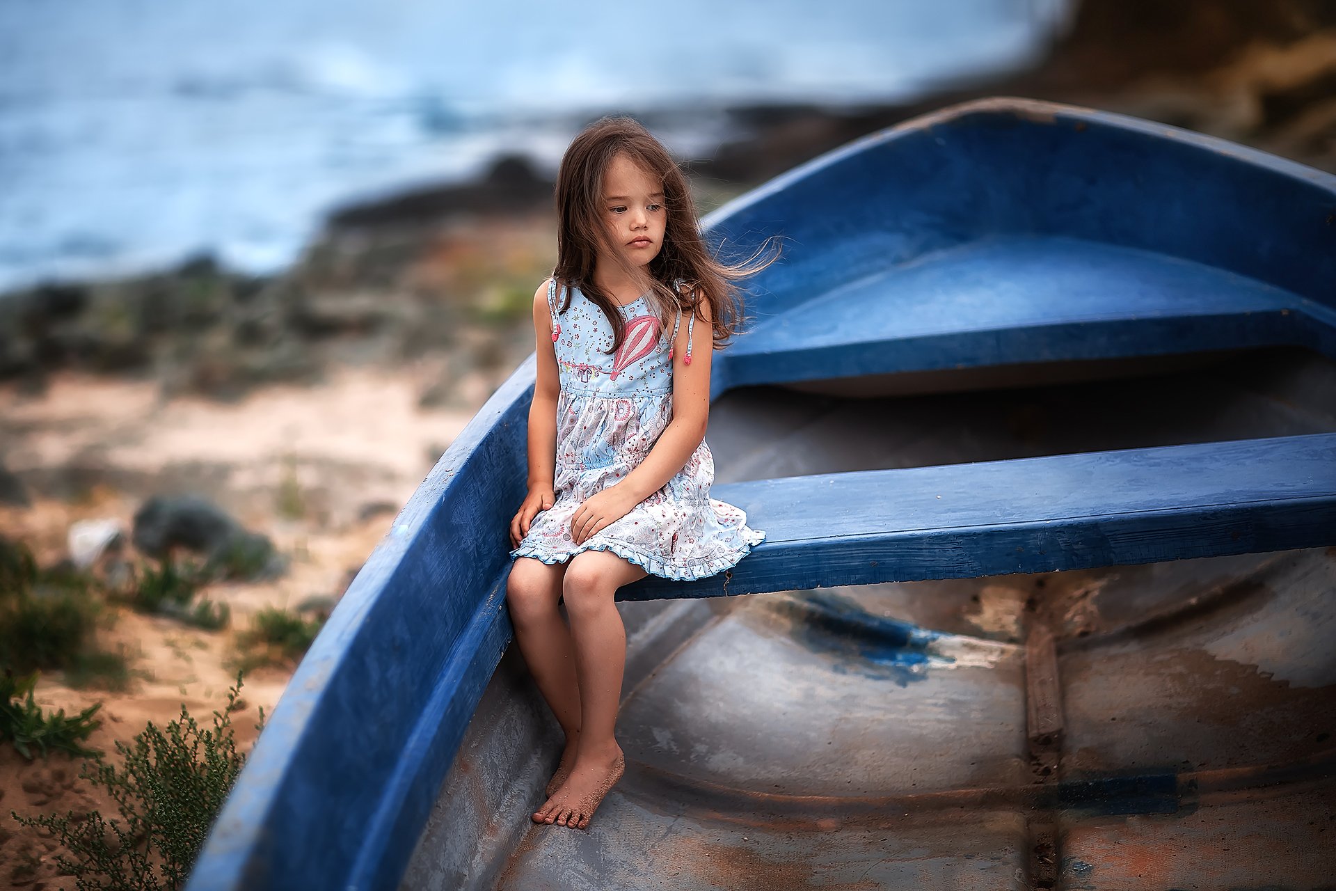 Девочка, море, лодка , портрет, Portrait, Бармина Анастасия