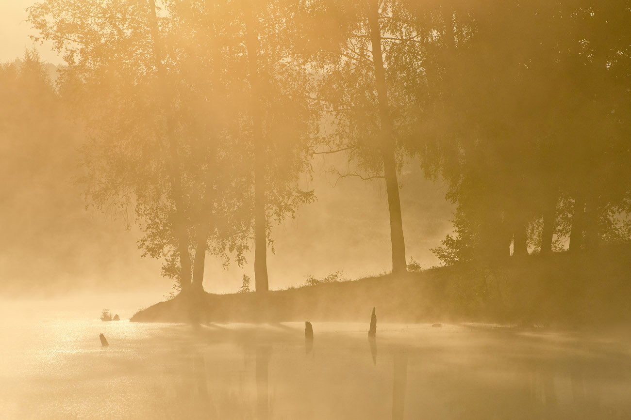 природа, утро, рассвет, туман, озеро, новое, грумант, Михаил Агеев