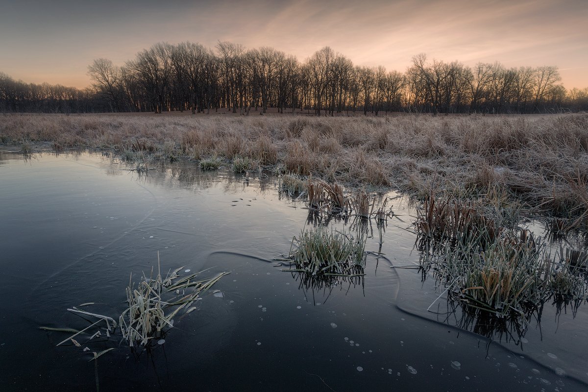 природа утро осень лёд озеро, Михаил Корнилов