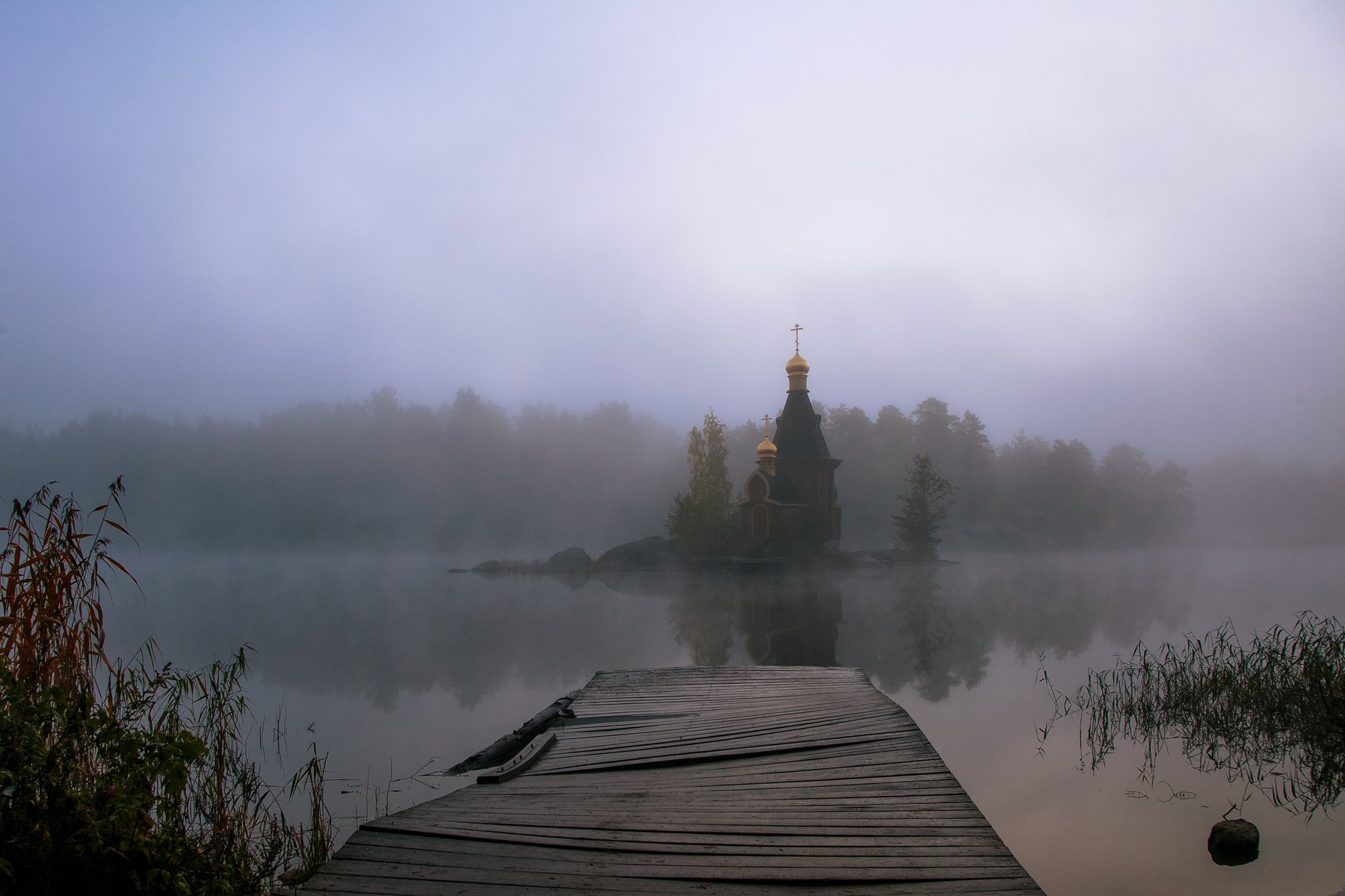 храм, церковь, рассвет, река, небо, утро, осень, Александр Игнатьев