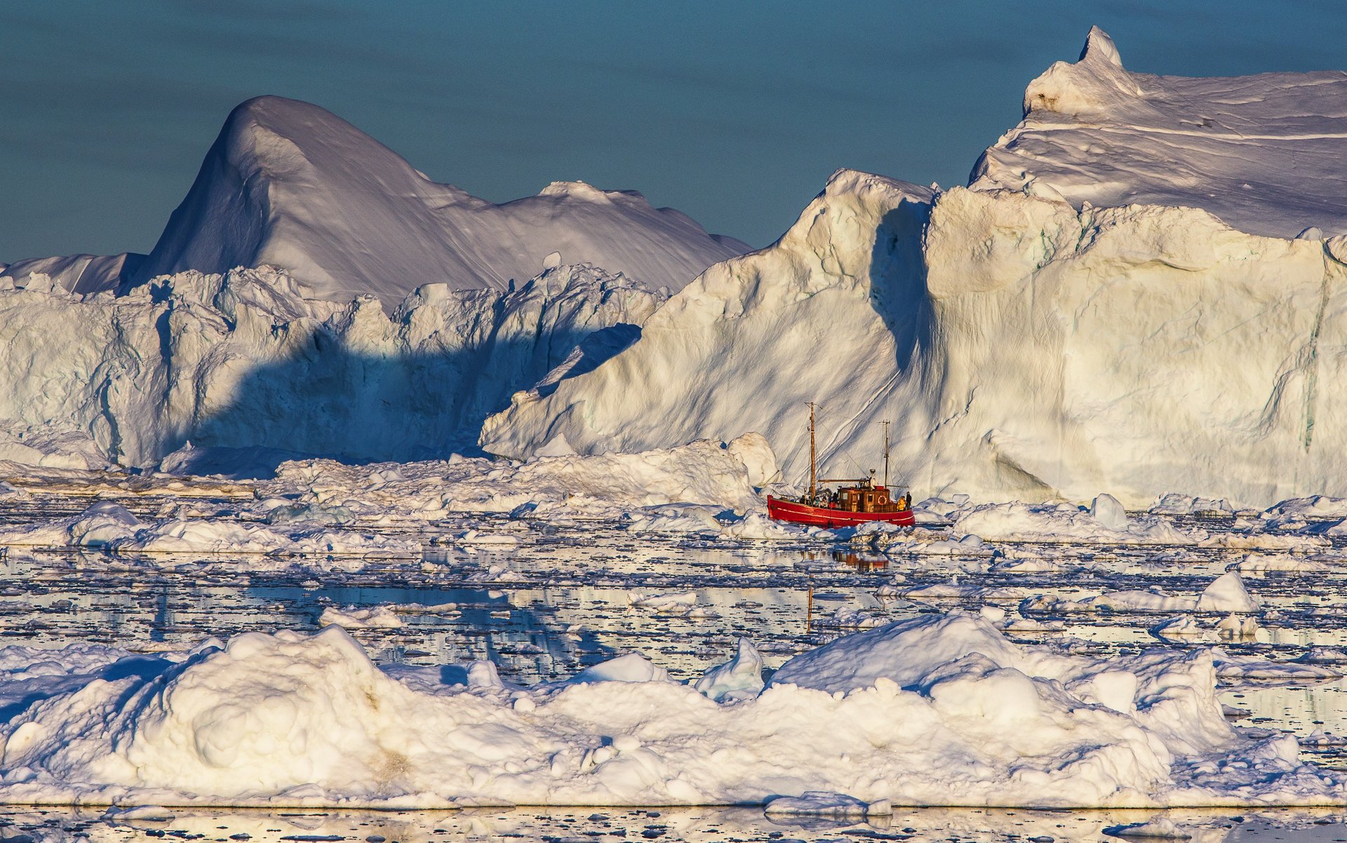 айсберг, гренландия, корабль, лед, снег, горы, Марина Маликова