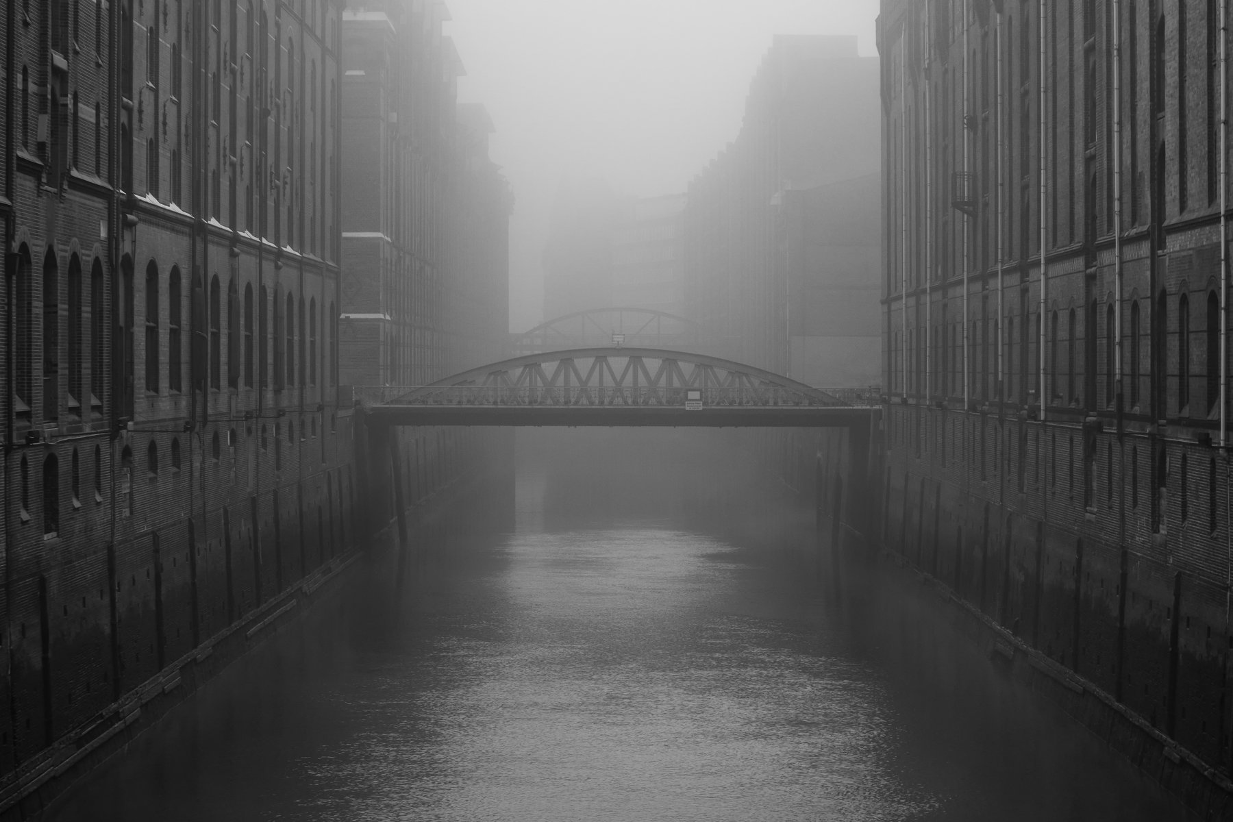 fog, mist, fleet, bridge, water, haze, mist, hamburg, Alexander Schönberg