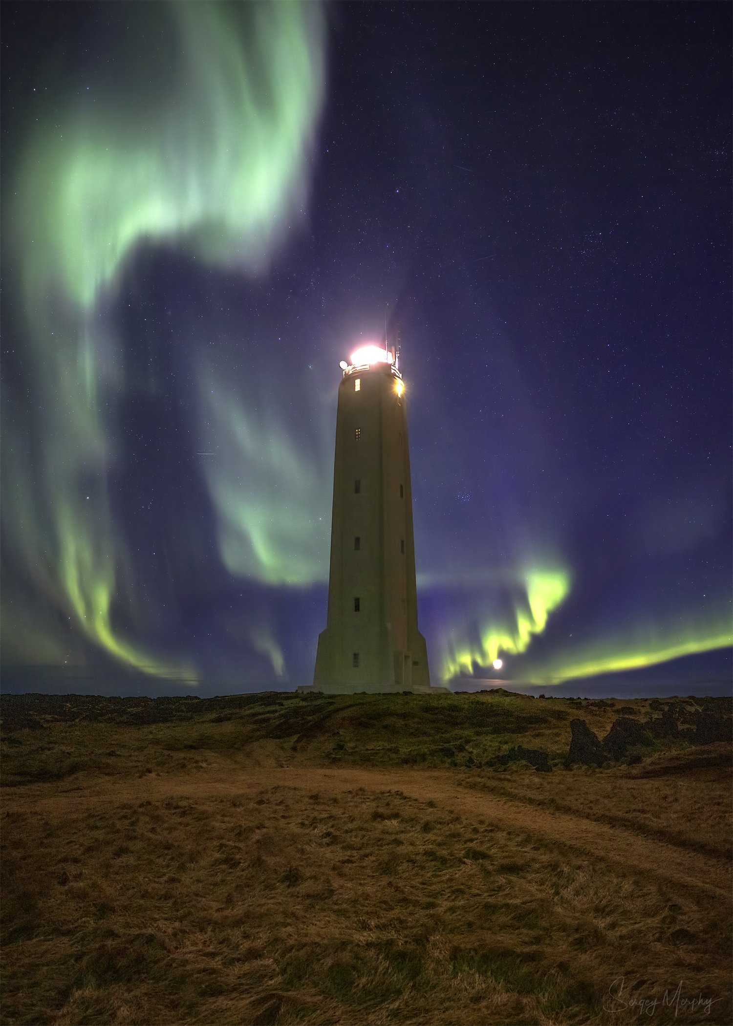 northern lights lighthouse iceland, Sergey Merphy