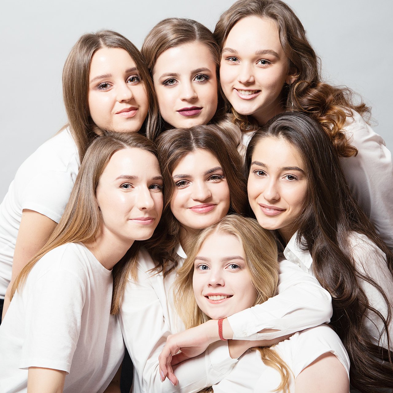 красивые, девушки, семь, подруги,, Дарья Комарова