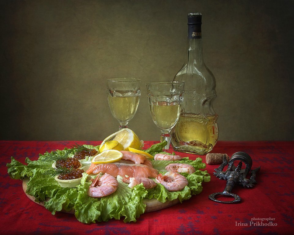 натюрморт, художественное фото, морепродукты, еда, напитки, белое вино, , Ирина Приходько