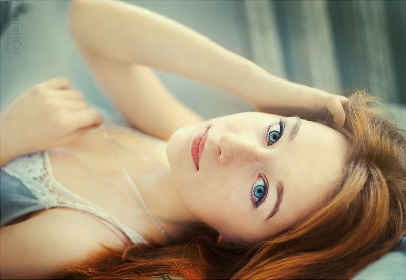 carrotcat , redhead , blue eyes , portrait, Женя Белан