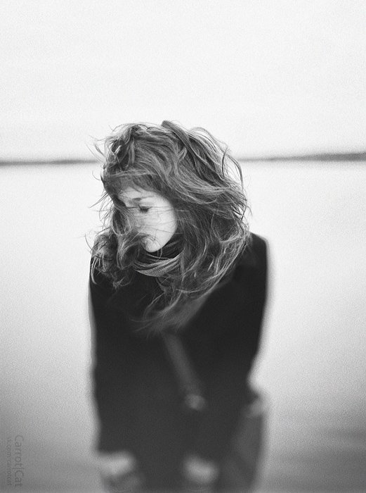 carrotcat , bw , girl , lake , portrait  , hair , dreamy, Женя Белан