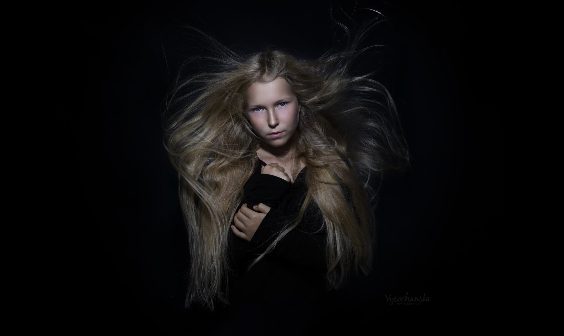 girl, portrait, long hair, blond, Tetyana Vysochanska