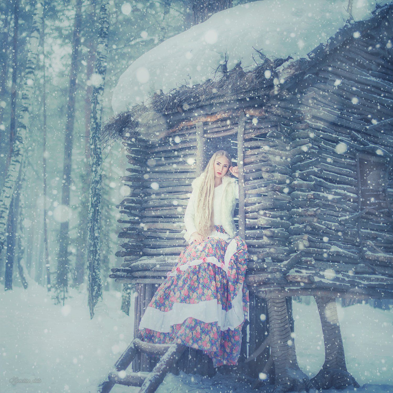 девушка, портрет, зима, ведьма, сказка, избушка, girl, portreit, winter, russian style, fairy tale, Марина Семёхина