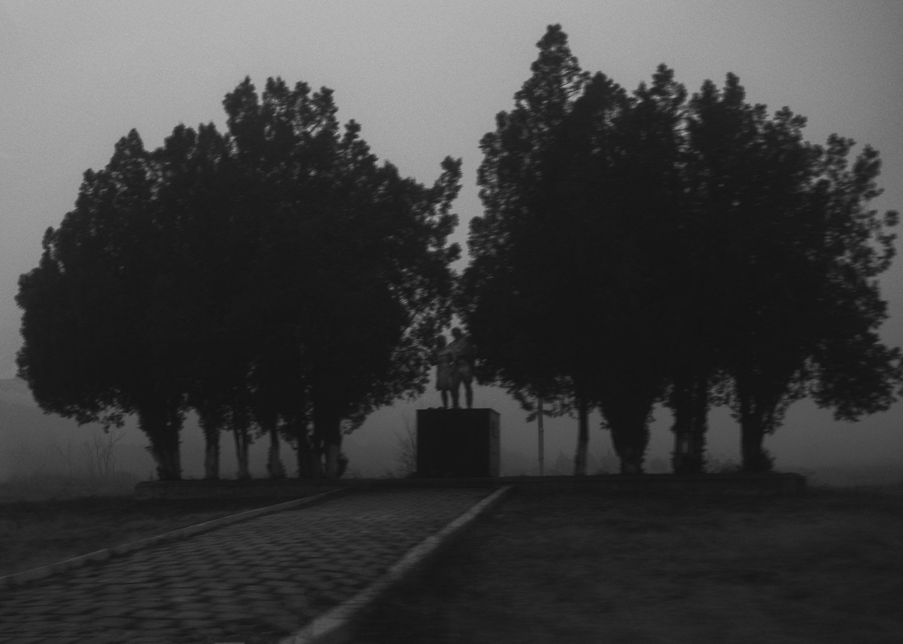 туман, дерево, архитектура, статуя, город, ночь, Игорь Крюков