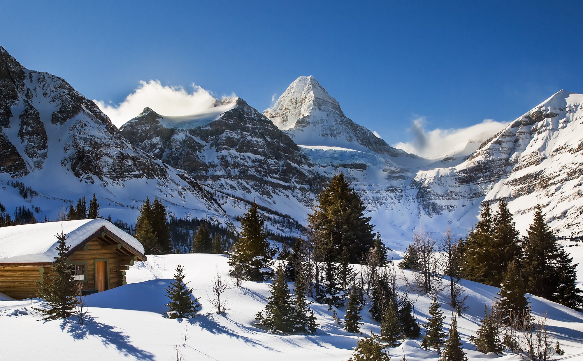 assiniboine, sunny, snow, peak, mountain, Evgeny Chertov