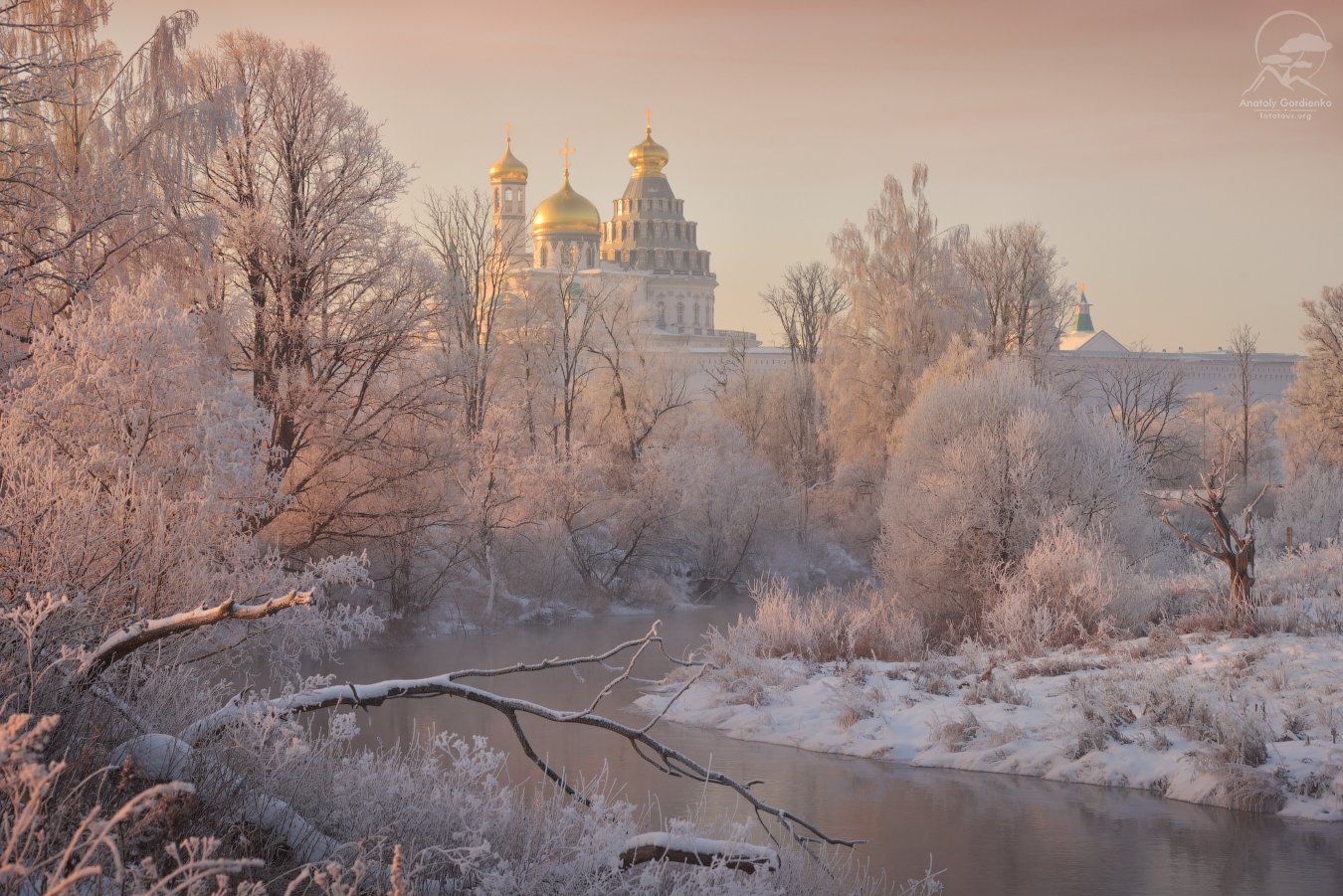 пейзаж, природа, истра, река, утро, монастырь, зима, мороз, Анатолий Гордиенко