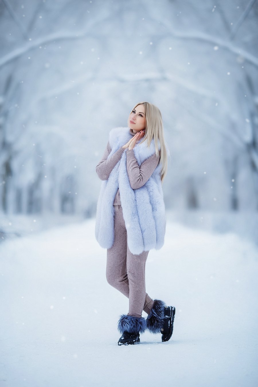 зима улица девушка портрет, Марина Бондарь