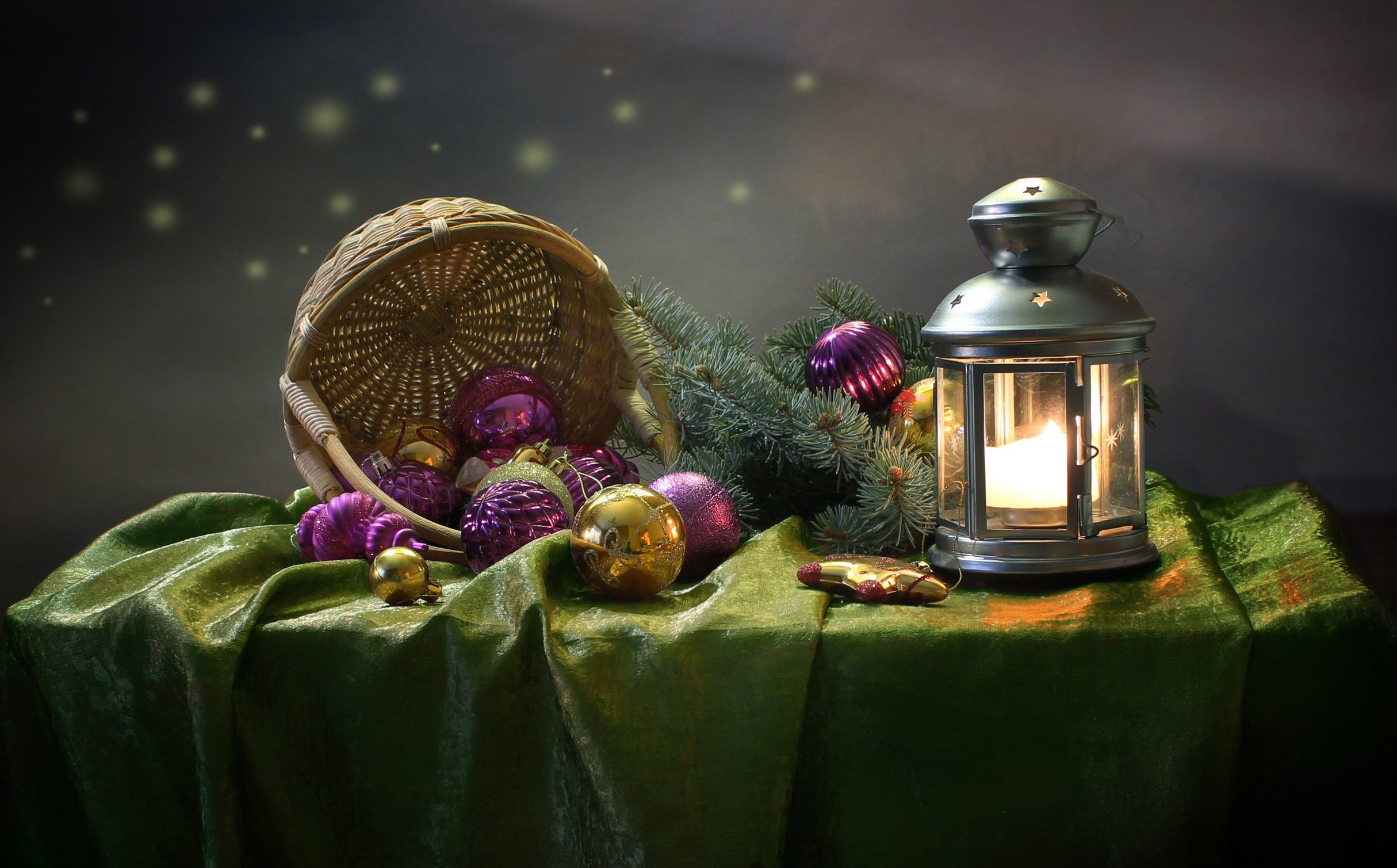 зима, новый год, натюрморт, подсвечник, фонарик, елка, украшения, Ковалева Светлана