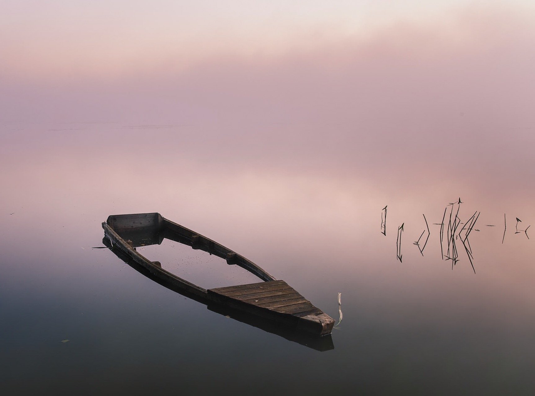 Лодка, озеро, рассвет, Павел Попов