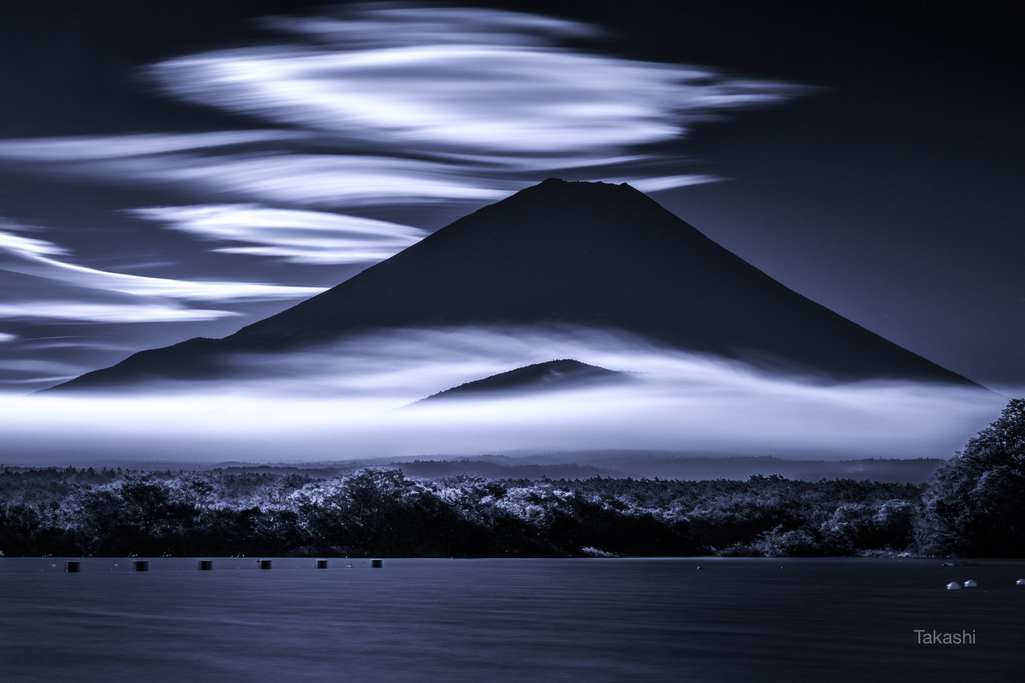fuji,Japan,mountain,clouds,lake,blue,exposure,amazing,beautiful, Takashi