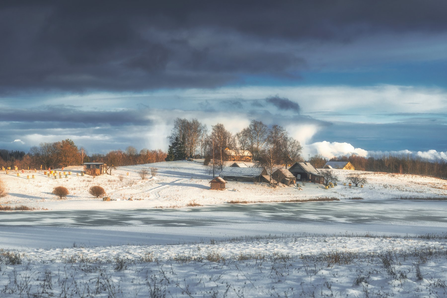 landscape,winter,snow,clouds,зима,хутор,пейзаж, Olegs Bucis