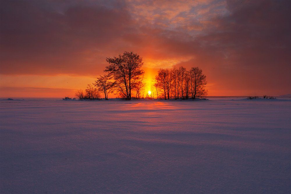 январь, пейзаж, закат, Aleksandr Kljuchenkow