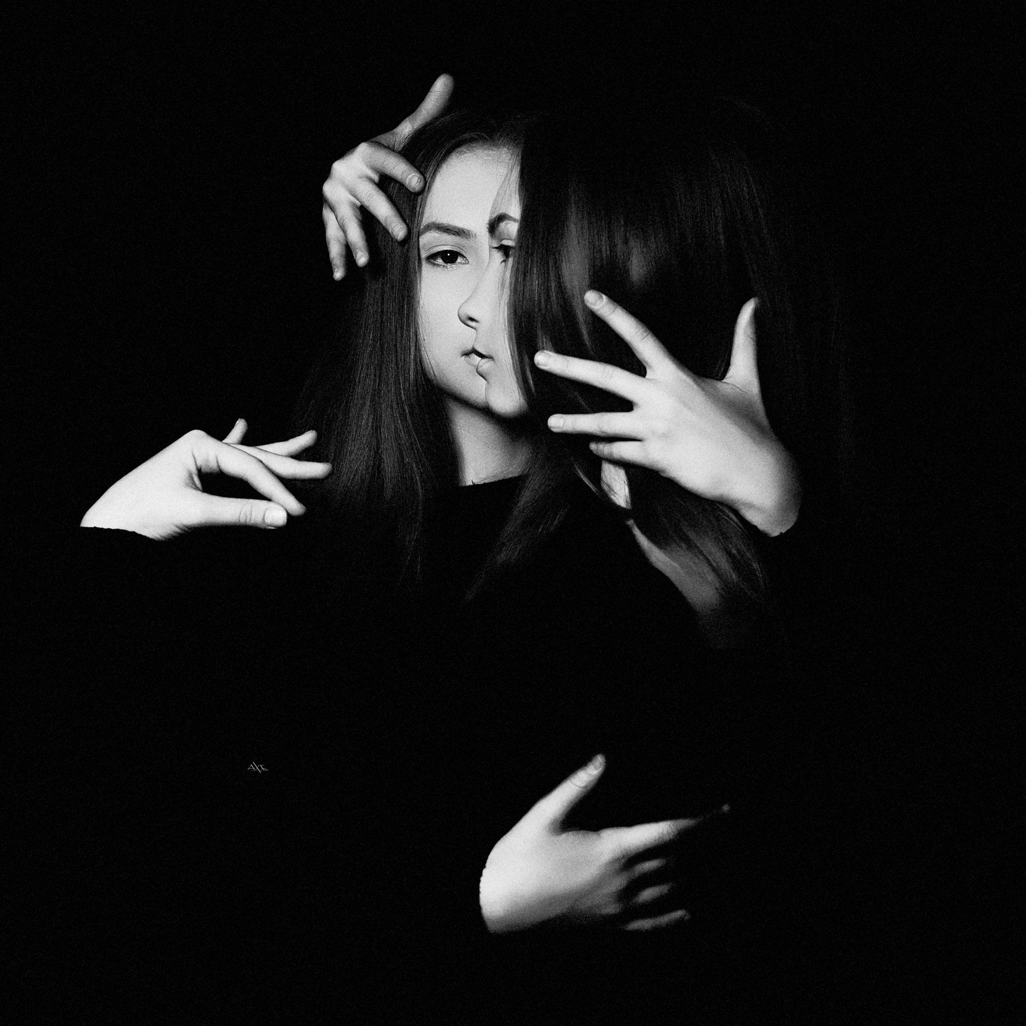 woman, twins, beauty, art, black and white, studio, Руслан Болгов (Axe)