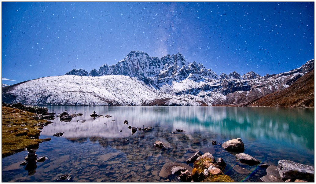 горное озеро,горы,гималаи,полнолуние,звезды,млечный путь, trinitrotoluol