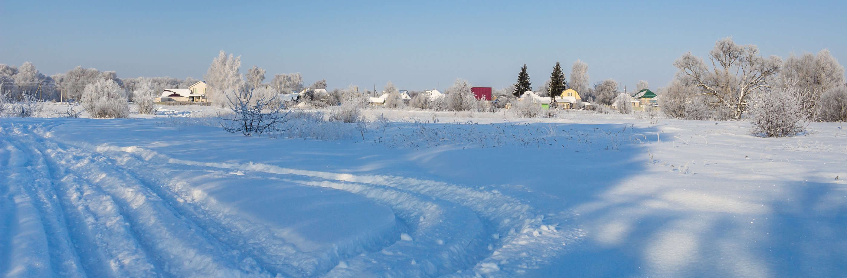 снег, рождество, иней, зима, деревня, Руслан Востриков