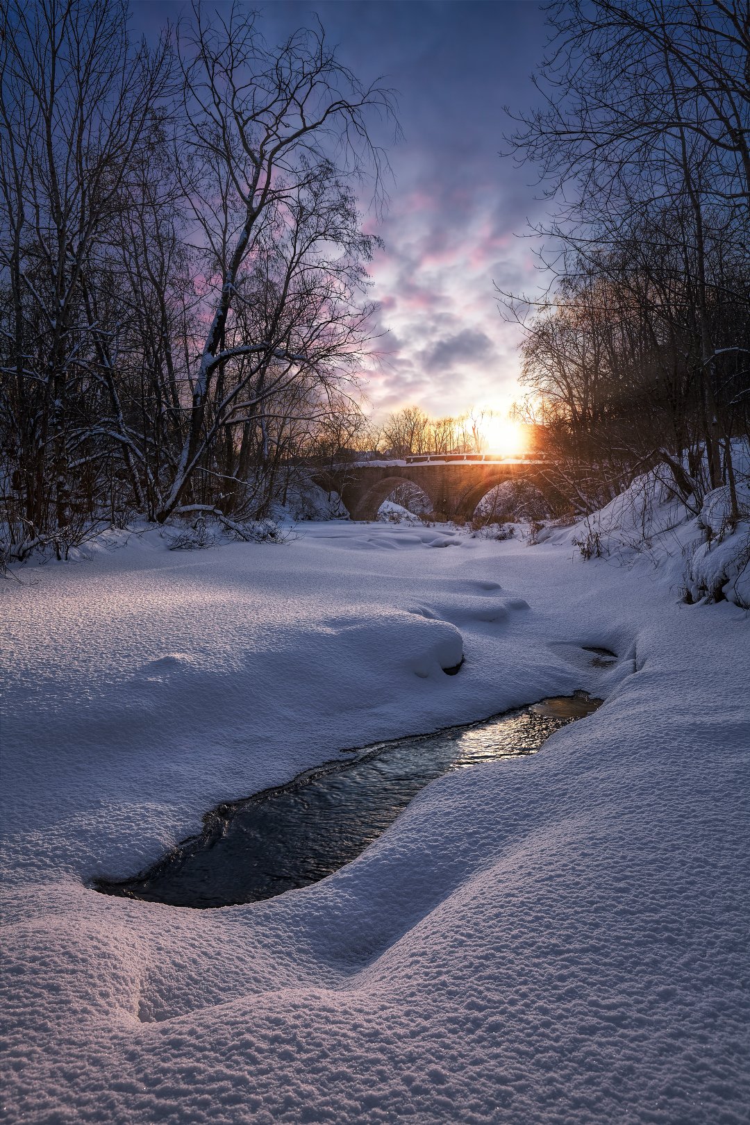 река лава, зима, закат, ленинградская область, KrubeK