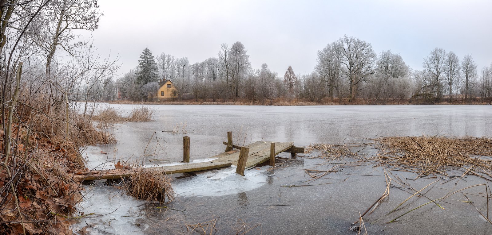 панорама пейзаж латвия озеро зима, Алексей Мельситов