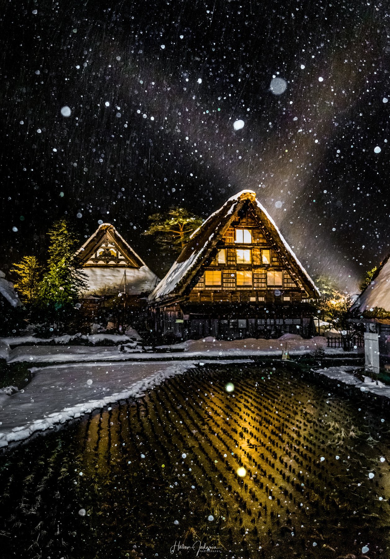 winter snow japan gifu night nightscape nature old house, Hasan Jakaria