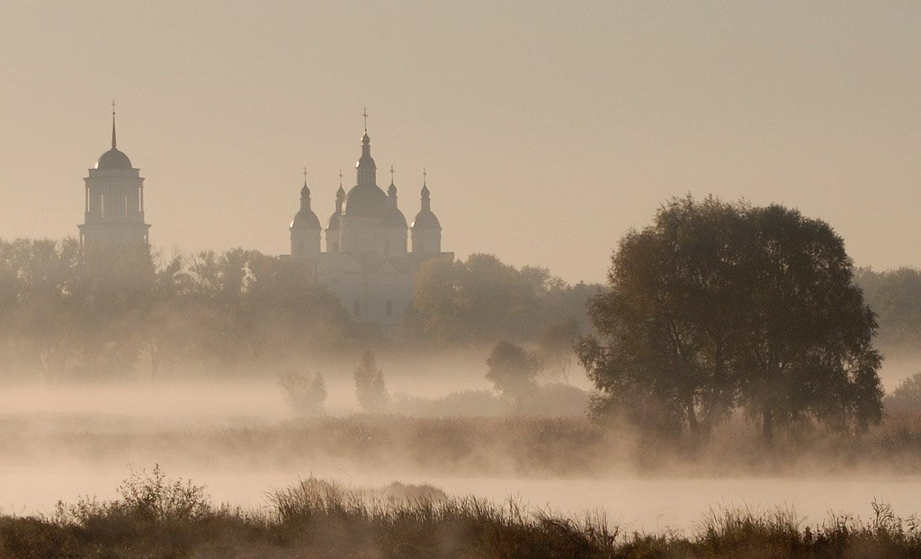 утро, туман, храм, Александр