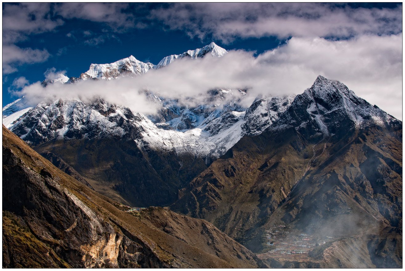 горы,деревня,облака,леднику,гималаи,непал, trinitrotoluol