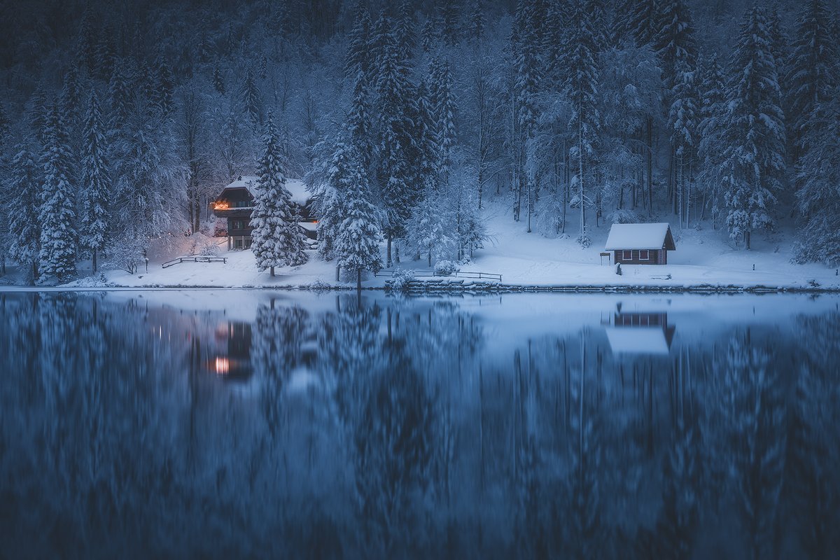 laghi di fusine italy italia landscape winterscape winter snow reflection , Roberto Pavic