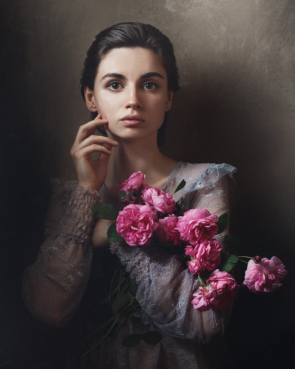 автопортрет, портрет, розы, Бабинцева Мария