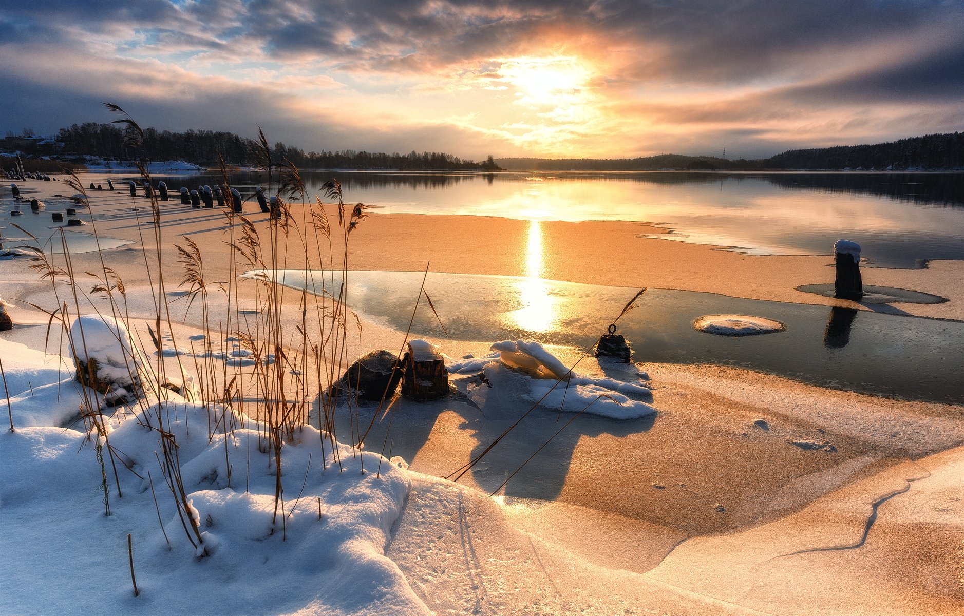 зима,январь,река,вуокса,лед,свет,пейзаж, Евгений Плетнев