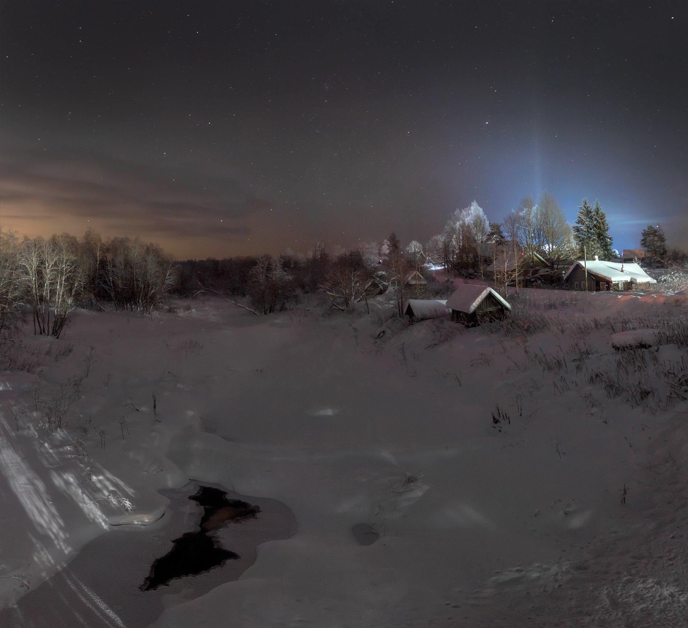 зима, деревня, ночь ,звезды, Павел Ващенков
