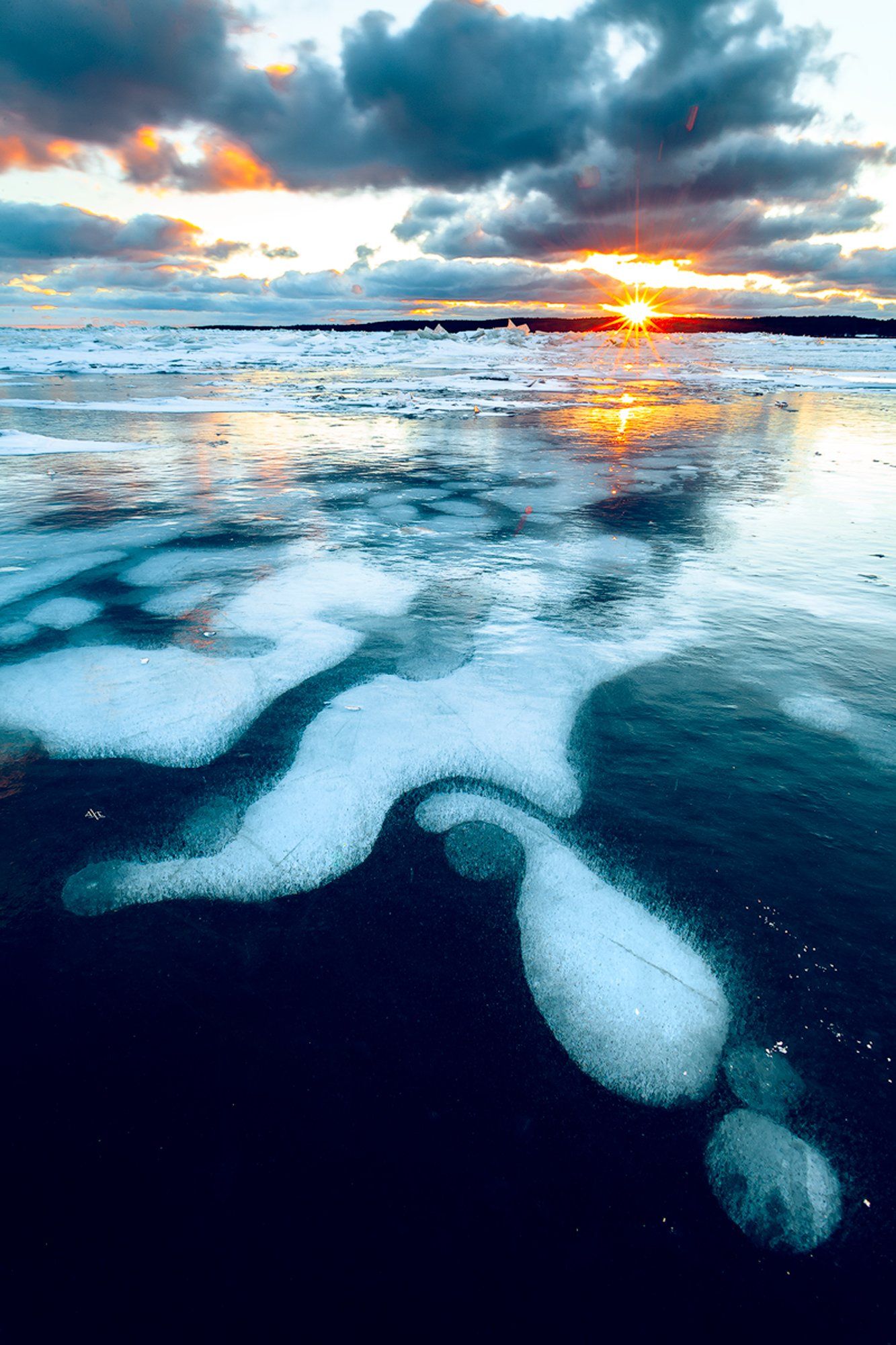 landscape, winter, curonian gulf, ice, sunset, Руслан Болгов (Axe)