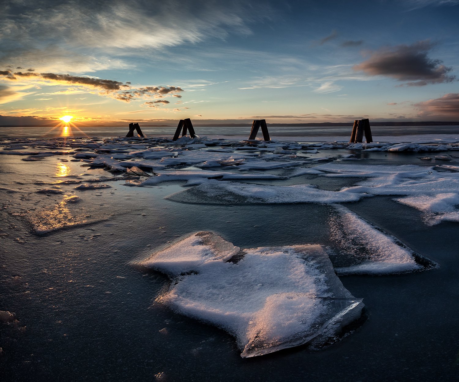 sunset,  landscape, nature, frozen, ice, closeup, , Ladislav Szabó