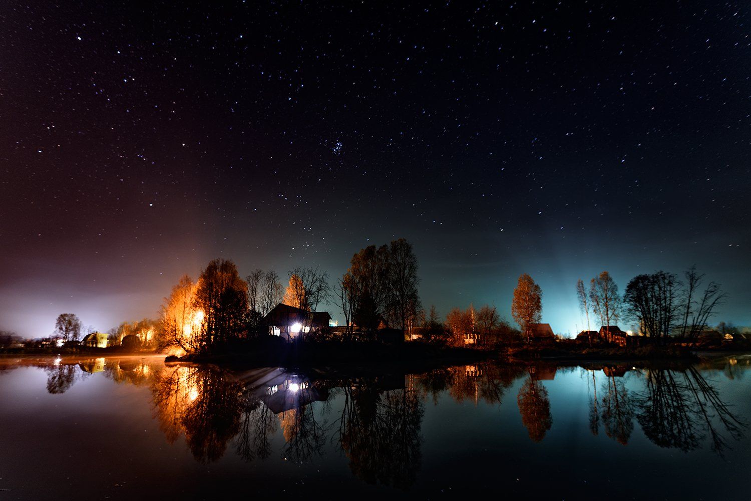 ночь деревня пейзаж звезды, Сергей Скоробогатов