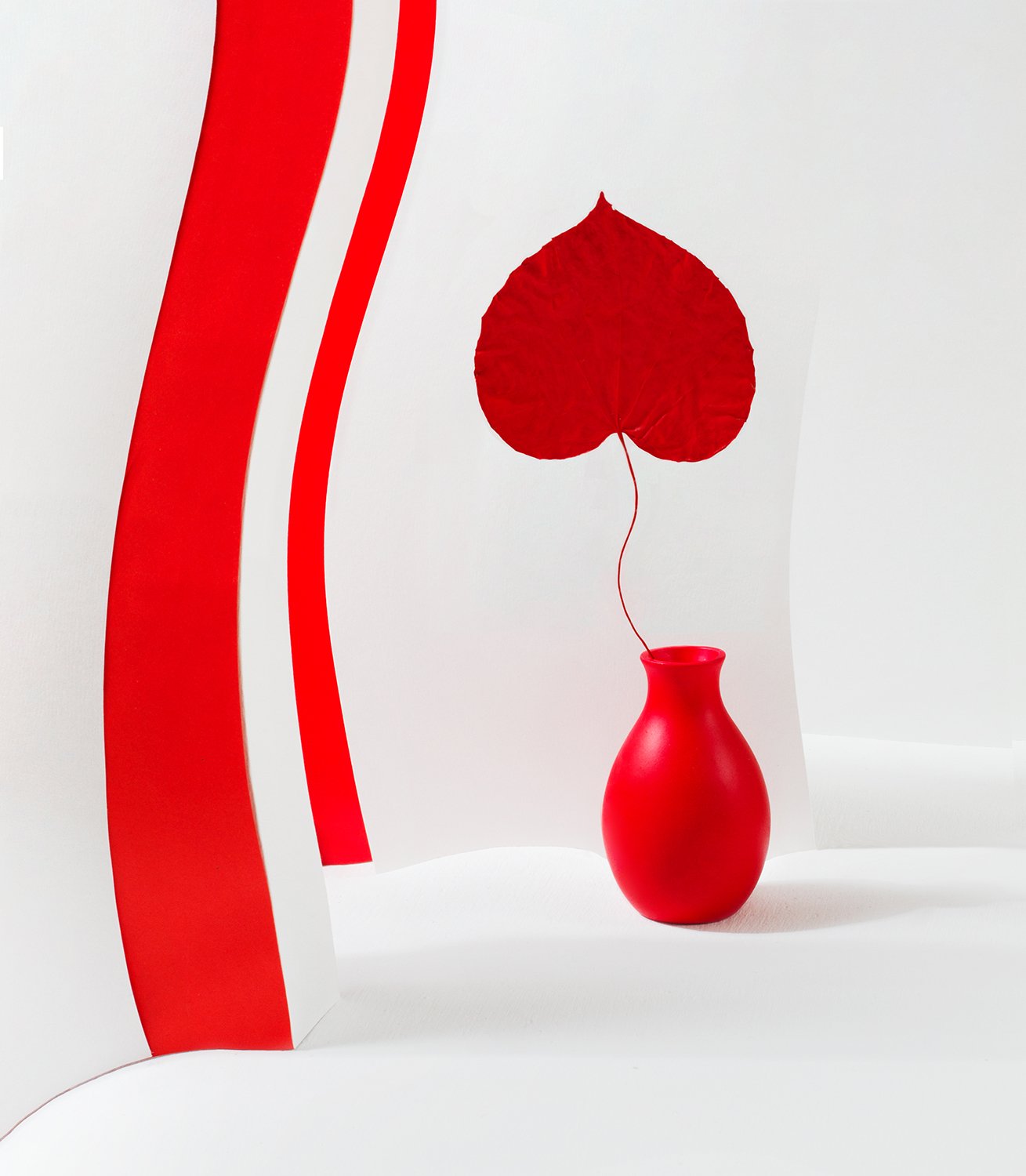 лист, ваза, красный, белый, натюрморт, сердце, Наталья Голубева