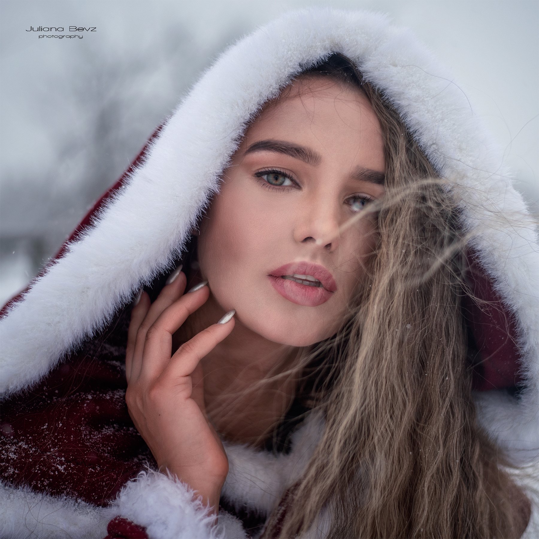 model, portrait, girl, winter, snow, снег, зима, красота, модель, длиные волосы, Juliana Bevz