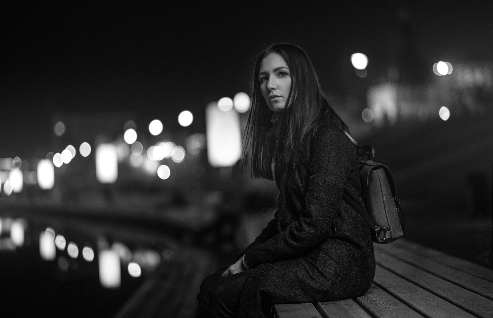 портрет, девушка, черно-белое, ночь, Саня Тупикин