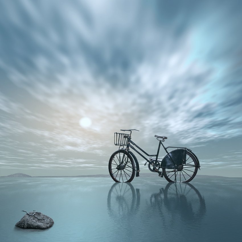 bicycling, stone, lake, reflection, land, island, sun, sky, clouds, Caras Ionut