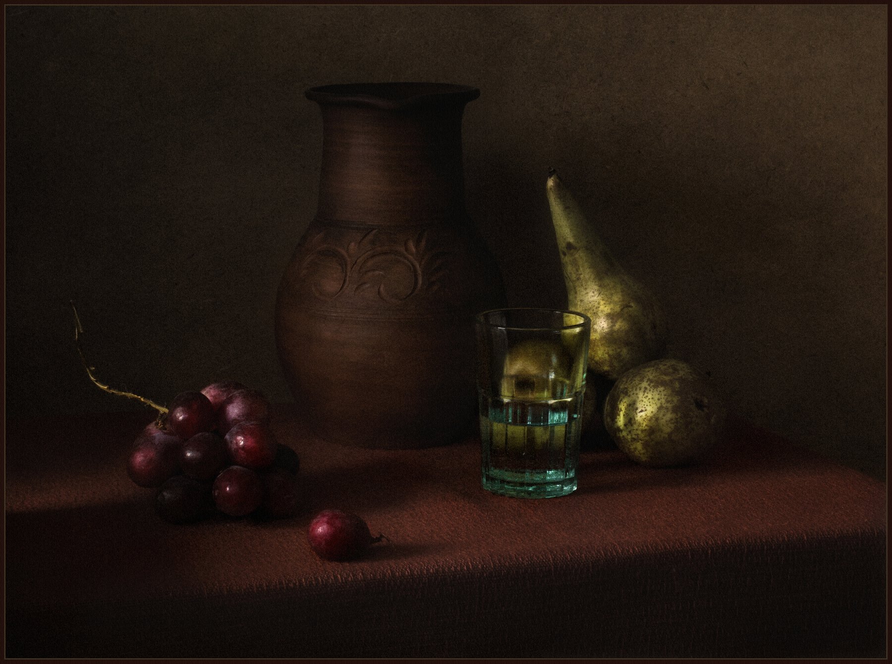 натюрморт, still life, груши, стакан, виноград, кувшин, Андрей Угренинов
