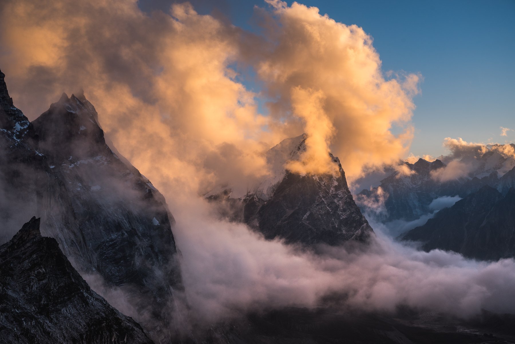 Гималаи, Непал, горы, облака, закат, Тонак-Ла, Evgeniy Khilkevitch